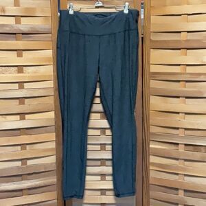 Avia Gray Leggings Elastic Waistband Women L 12-14 Workout Pants Polyester Run